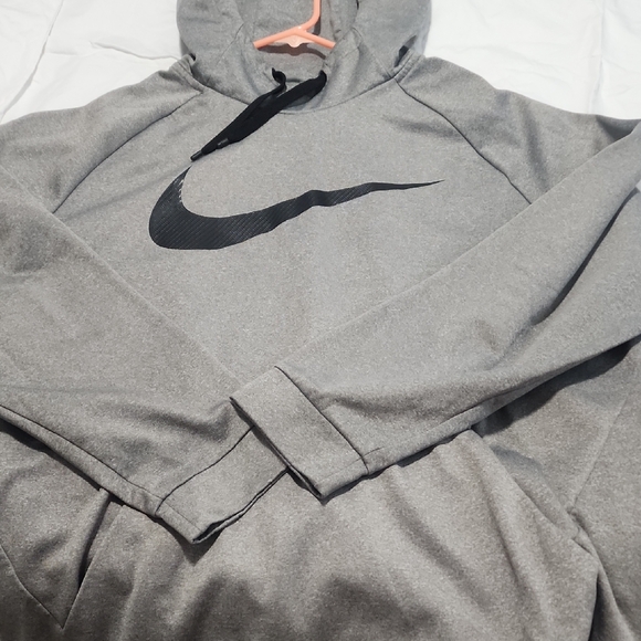 Nike Heather Gray Hoodie with Black Swoosh - Picture 1 of 3